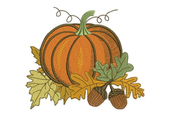 Acorns Pumpkin: A Seasonal Embroidery Gem