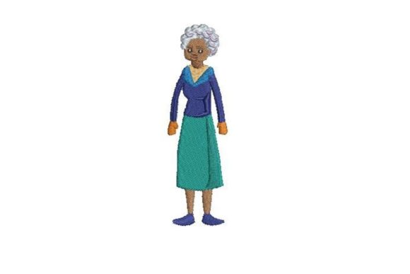 Black Elderly Woman Embroidery Design