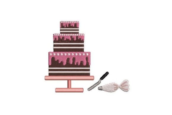 Cake Being Iced: A Sweet, Stitch-Ready Embroidery Design