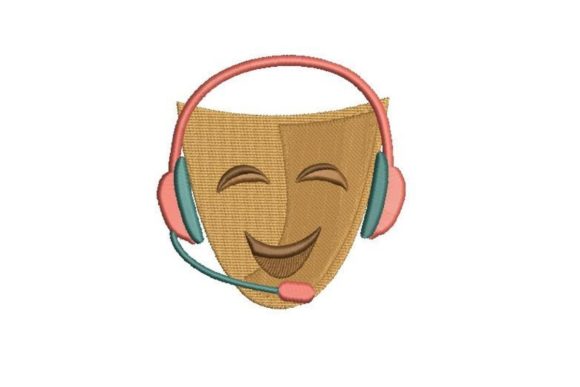 Comedy Drama Mask Embroidery Design