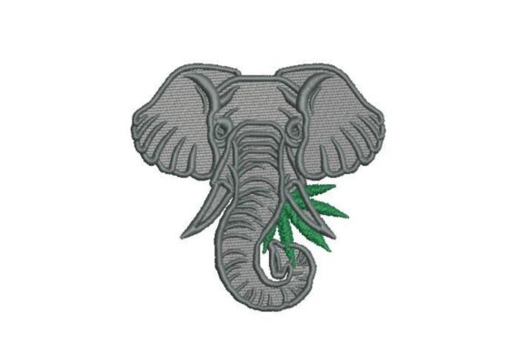 Elephant with Marijuana Leaf