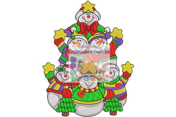 Snowmen Christmas Tree Embroidery