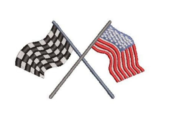 USA and Racing Flags Crossing