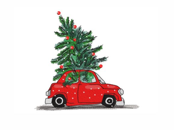Vintage Car and Christmas Tree
